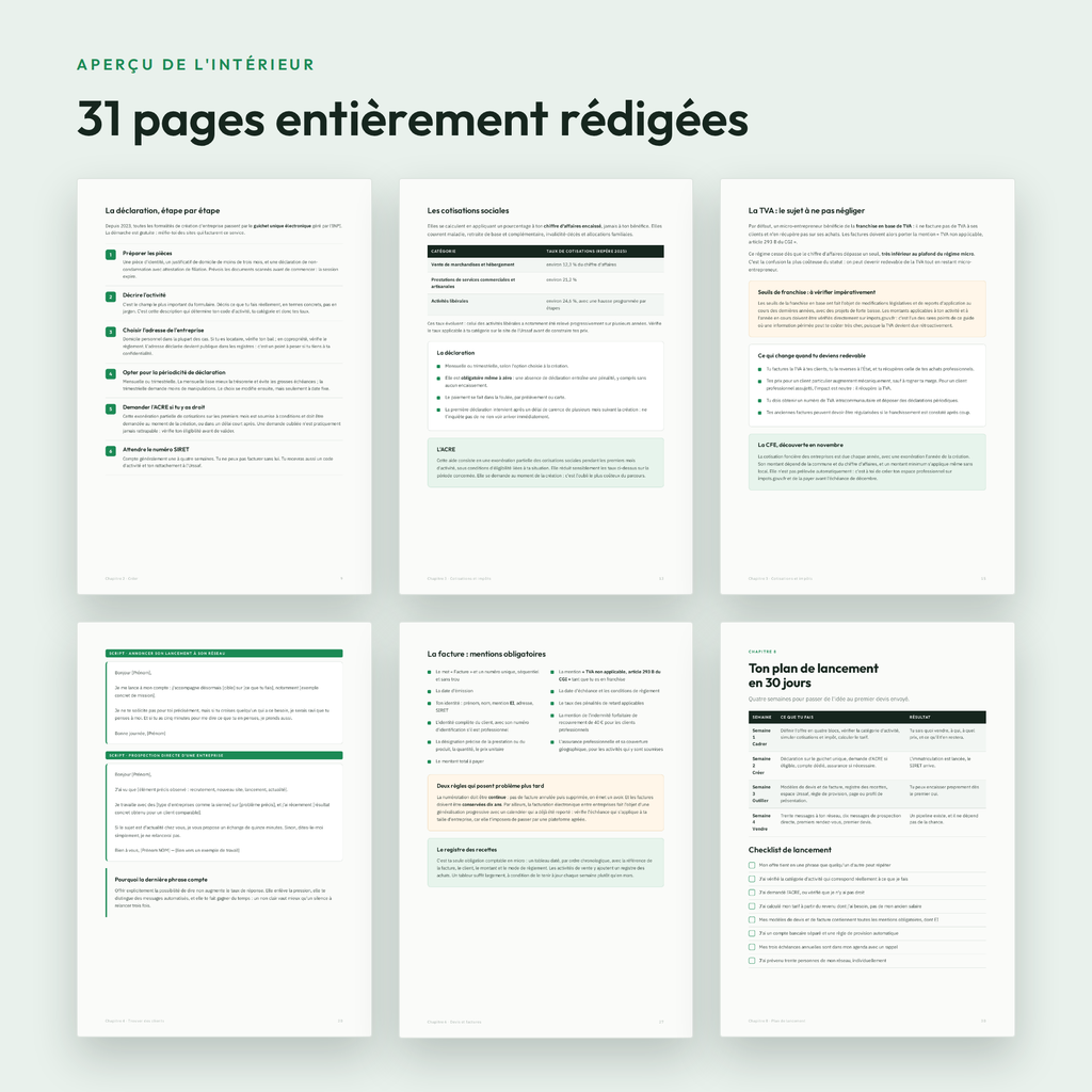 Se lancer en micro-entreprise — Guide PDF